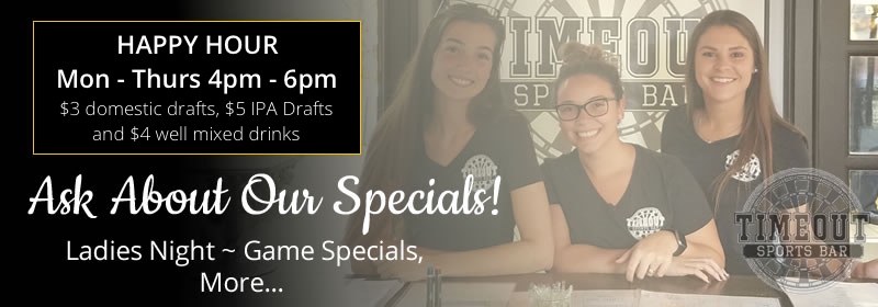 happy hour at timeout sports bar